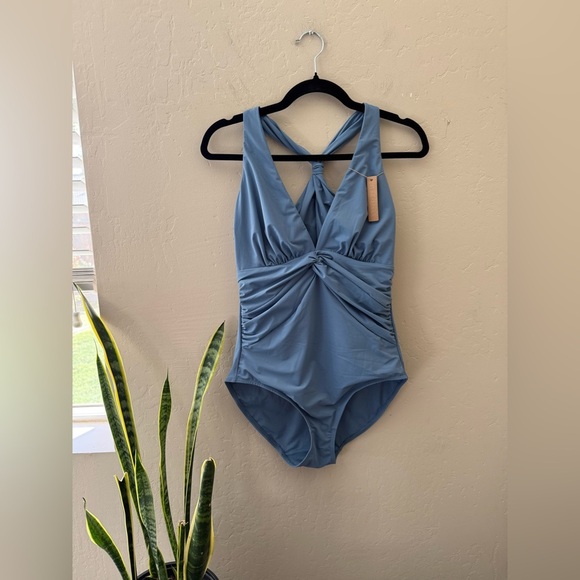 SHAPELLX Smart Sculpt Ruched Twist-Front Shaping Swimsuit - NWT - Picture 8 of 9